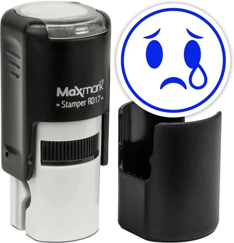 Vista 85 de MaxMark Sello de Emoji Autoentintado Redondo - Enojada - Tinta Negra