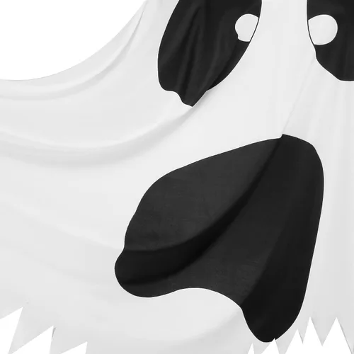 Vista 4 de Poncho de fantasma con capucha blanca para disfraz de Halloween, capa de elfo, cosplay, juego de rol