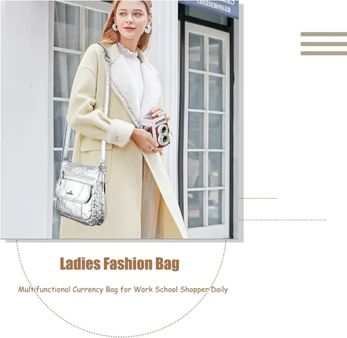 Vista 6 de Angel Kiss Bolsos cruzados para mujer, de piel sintética, con correa ajustable