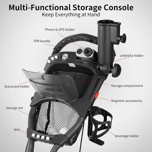 Vista 4 de Caddytek CaddyLite ONE-Swivel V8 - Carrito de golf plegable de 3 ruedas con un clic, ligero, con una rueda delantera giratoria de 360°, mango