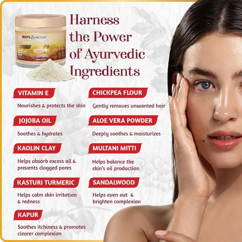 Vista 6 de Chickpea & Kasturi Turmeric - Polvo de depilación facial para hombres y mujeres, mentón, mandíbula y labios superiores, máscara depiladora