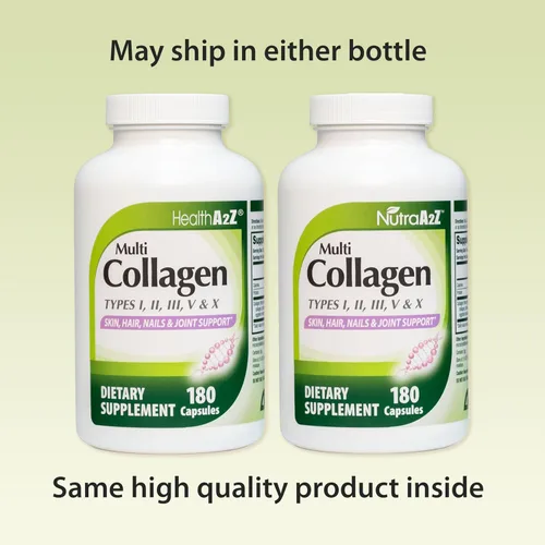 Vista 2 de HealthA2Z Multi Colágeno Píldoras 1735mg, 180 Cápsulas (60 porciones) Tipos I, II, III, V y X, Piel sana, Cabello, Uñas y Apoyo Articular