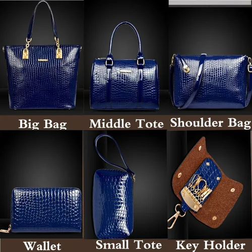 Vista 4 de Juego de 6 bolsas de mano para mujer, con asa superior, bolsa cruzada