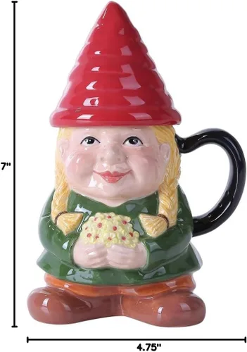 Vista 3 de Pacific Giftware Gnomo Sweet Lady Gnome Lidded Café Té Taza Cerámica