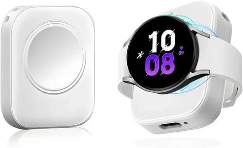 Vista 10 de Cargador inalámbrico de reloj magnético tipo C para Samsung Galaxy Watch Ultra/7/6/6 Classic/5 Pro/5/4/4 clásico/3/carga rápida activa (negro)