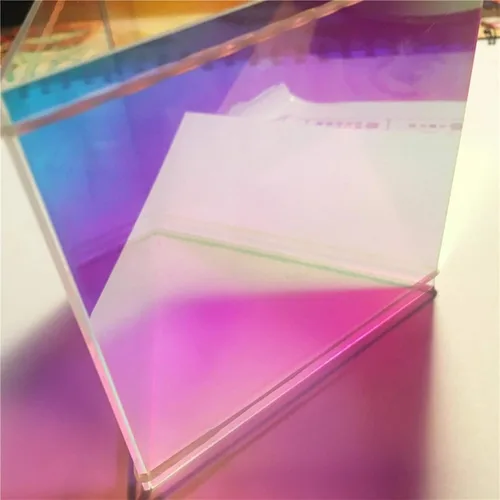 Vista 5 de 5 hojas cuadradas de acrílico (PMMA), lámina cuadrada de plexiglás iridiscente/radiante (dos lados similares al arco iris)