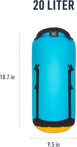 Vista 5 de Sea to Summit eVac Bolsa seca de compresión ultraligera, impermeable, 20 litros, azul atolón Atoll Azul