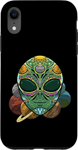 Vista 8 de Funda de regalo para iPhone 14 Alien Sugar Skull Galaxy Retro ET Dia De Los Muertos