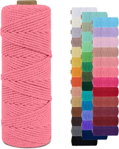 Vista 15 de Cordón de macramé de 0.079 pulgadas, cuerda de algodón natural de 109 yardas, hilo de cuerda de macramé para manualidades, ganchos de pared