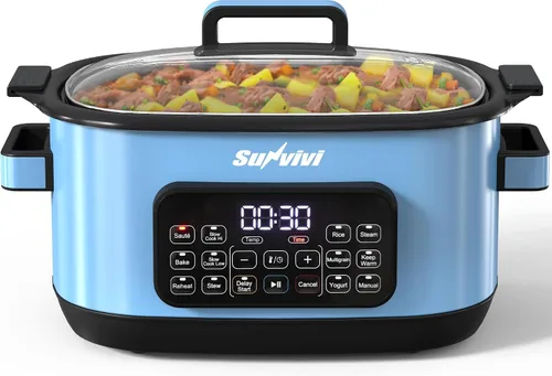 Vista 12 de Sunvivi Cocina múltiple 12 en 1, olla de cocción lenta programable de 6.5 cuartos de galón con temporizador y control de temperatura, ajuste