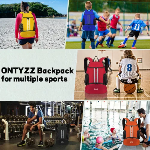 Vista 6 de ONTYZZ - Mochila deportiva estilo básico con cierre de cordón, mochila de baloncesto con compartimento para zapatos, bolsa de playa con separación