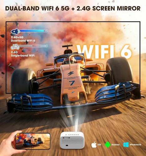 Vista 6 de VIZONY - Proyector FHD 1080P compatible con 4K, 800 ANSI, WiFi 5G Bluetooth, para exteriores con motor completamente sellado/enfoque