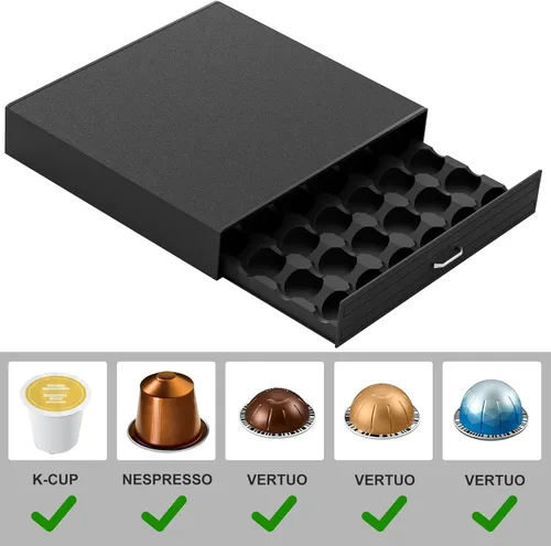 Vista 4 de SZQINJI - Cajon Organizador para Tazas K con Capacidad para 30 Cápsulas, Organizador de Tazas de Café Compatible con Cápsulas Keurig K