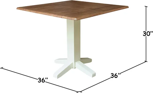 Vista 3 de IC INTERNATIONAL CONCEPTS Mesa de comedor cuadrada de madera maciza de 36 pulgadas con doble hoja, multicolor Nogal/Concha