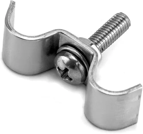 Vista 4 de QWORK Abrazadera de doble línea de acero inoxidable, paquete de 12 clips de líneas de combustible de 3/8 pulgadas con tornillos de montaje