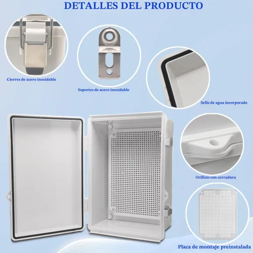 Vista 3 de Caja eléctrica impermeable al aire libre, caja de conexiones resistente a la intemperie, IP67 ABS, interruptor de caja de plástico, enrutador, caja
