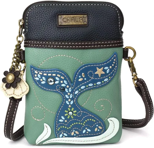 Vista 5 de CHALA Dazzled Cell Phone Crossbody Purse-Women PU Leather Multicolor Handbag with Adjustable Strap Marrón oscuro bohemio