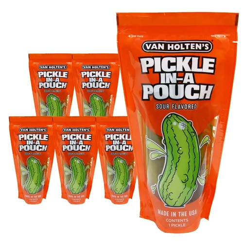 Vista 7 de Van Holten's Pickles - Eneldo Jumbo Pickle-In-A-Pouch - Paquete de 6 Eneldo clásico en una bolsa resellable, aperitivo estable, sin gluten, sin