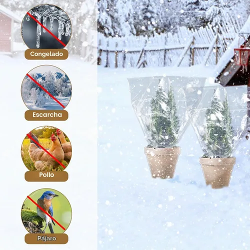 Vista 3 de ANPHSIN 6 Piezas Cubierta de Plantas de Invierno Protección contra Congelación - 24" x 32" Bolsas de Plástico para Heladas de Plantas con Cordón