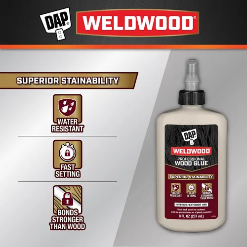 Vista 2 de DAP Weldwood - Pegamento profesional para madera, amarillo, 8 onzas (7079800480)