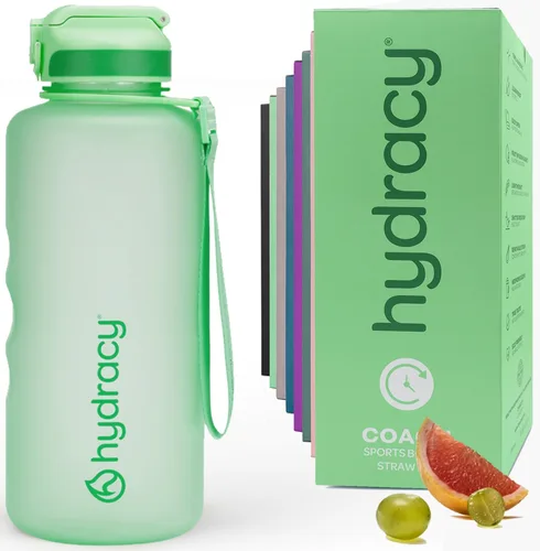 Vista 22 de Hydracy Botella de agua de plástico Tritan de 2.3 L sin BPA con correa de hombro ajustable, tapa a prueba de derrames y práctica boquilla de Lus