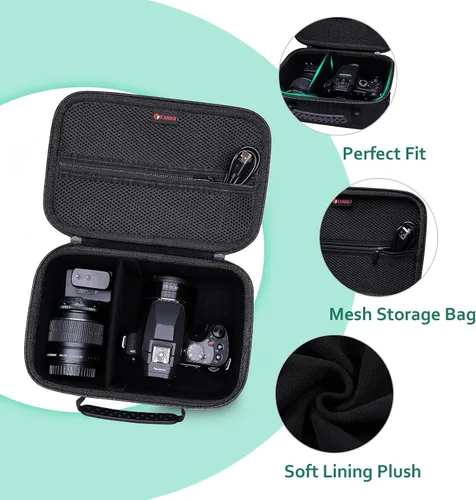 Vista 2 de Funda rígida para cámara Canon EOS Rebel R100/T7/R50/R6 MarkII/R50 V/R8/R10 y Nikon RED Z/ Z50 II/Z6 III/Z5 II sin espejo, para cámaras Canon Negro