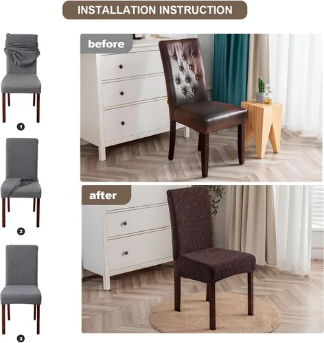Vista 34 de Fundas impermeables para sillas de comedor, fundas elásticas para sillas Parsons, para comedor, cocina, funda protectora para silla de comedor