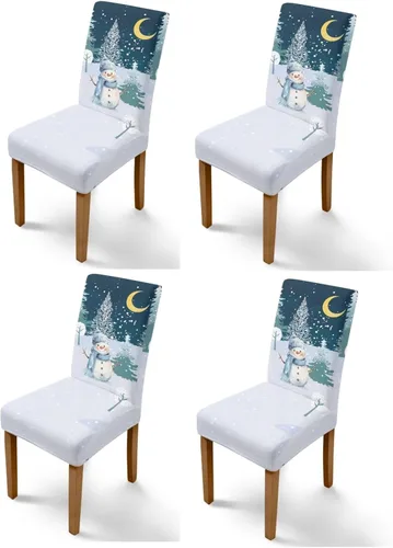 Vista 41 de Rnyleeg Fundas navideñas para sillas de comedor, fundas de asiento de comedor con estampado de campanas brillantes, juego de 1 funda suave y lavable