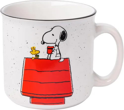 Vista 11 de Silver Buffalo Peanuts Featuring Snoopy Racing Team Finish Line 3D Sculpted Handle Ceramic Mug, 20 Ounces
