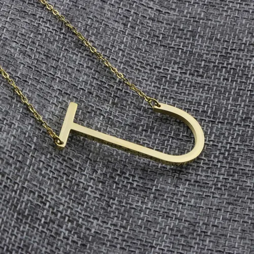 Vista 6 de Collar con inicial grande, dije de letra grande, regalo de cumpleaños, para mujer, hermana, esposa, amiga