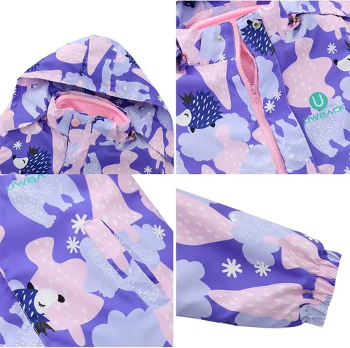 Vista 5 de Chaqueta para niñas 3 en 1 forro polar desmontable resistente al viento impermeable Lightweigt abrigo con capucha
