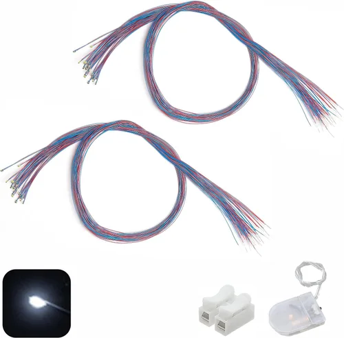 Vista 10 de 50 piezas pre-cableadas micro LED pre-soldadas 0402 SMD LED con accesorios de montaje para la construcción de modelos principiantes