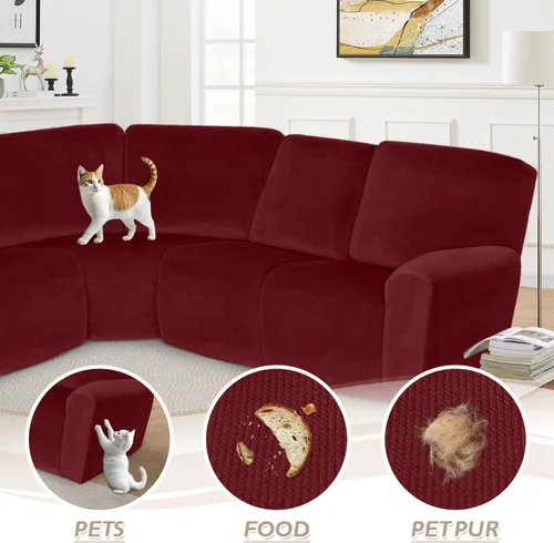 Vista 148 de Arfntevss Fundas de sofá seccional reclinable de terciopelo, Funda de sofá seccional de esquina para sofá reclinable, Funda elástica suave
