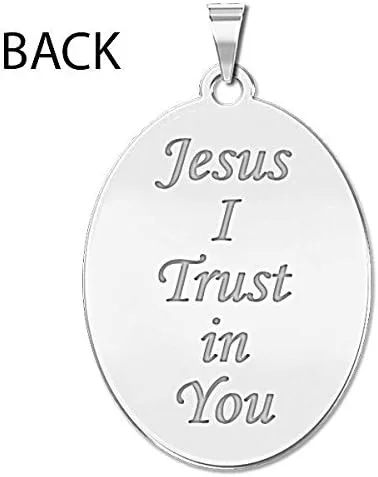 Vista 3 de PicturesOnGold.com Divine Mercy Double Sided Oval Religious Medal