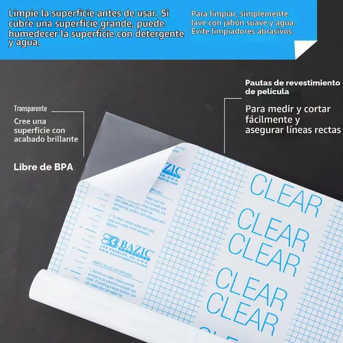 Vista 4 de BAZIC Products Forro para Libros - Cubierta Transparente Autoadhesiva Protectora de Libros para Cubiertas de Libros de Tapa Blanda, Cubierta
