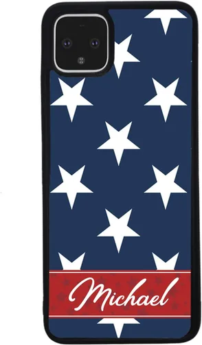 Vista 3 de Funda de goma negra personalizada con estrellas rojas, blancas y azules, compatible con Google Pixel 10, 10 Pro, 10 Pro XL, 9a, 9 Pro, Pixel 9
