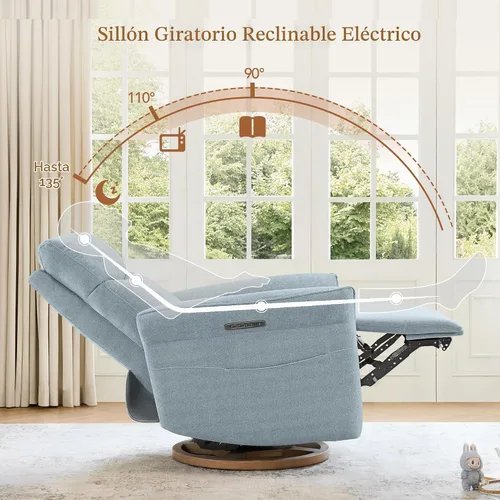 Vista 4 de CHITA Silla reclinable giratoria eléctrica para guardería, motor triple Azul bebé