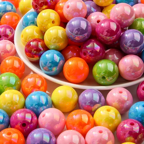 Vista 5 de 60 piezas de cuentas acrílicas agrietadas de 20 mm cuentas gruesas de chicle colores cuentas para bolígrafos para hacer joyas pulseras collares