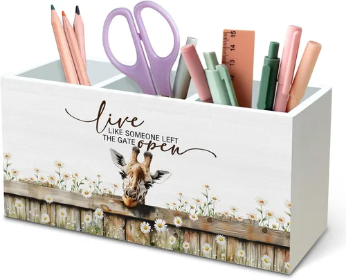 Vista 9 de DILSJ Organizador inspirador de 2 compartimentos para lápices, organizador para escritorio, amantes de los pollos regalos para mujeres, Live Like