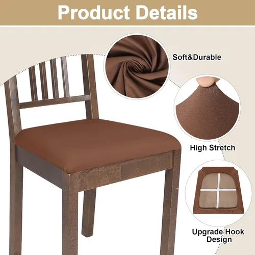Vista 4 de NIBESSER Juego de 4 fundas de asiento impermeables para sillas de comedor, fundas de asiento elásticas lavables para sillas de comedor, funda