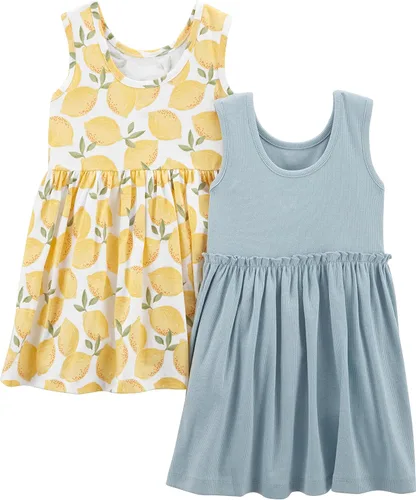 Vista 2 de Simple Joys by Carter's - Conjunto de vestido de manga corta y sin mangas para niña, paquete de 2