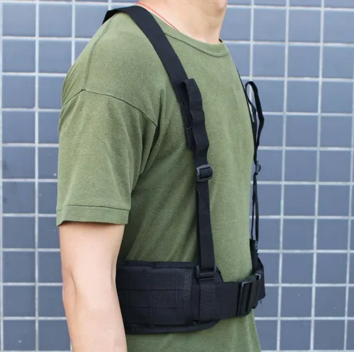 Vista 6 de FAMI Cinturón de cintura Molle con tirantes ajustables y correas libres