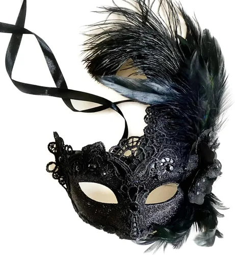 Vista 3 de MasqStudio Burlesque Mardi Gras - Máscara de encaje de brocado, para cumpleaños, graduación, boda, fiesta