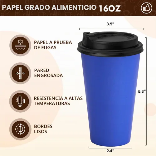 Vista 2 de YEEHAW - Tazas de café de 16 onzas con tapas, color azul, paquete de 100