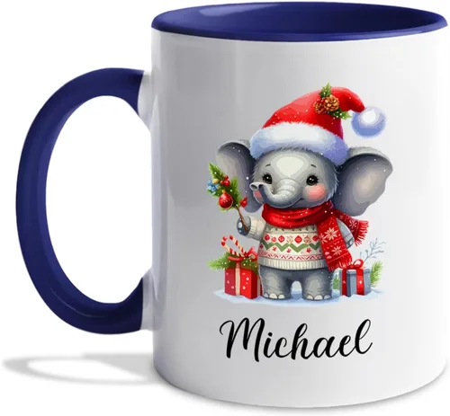 Vista 24 de Taza de café de Papá Noel con nombre personalizado – Taza de Papá Noel personalizada, 11 onzas y 15 onzas, bonita taza de cerámica blanca regalo