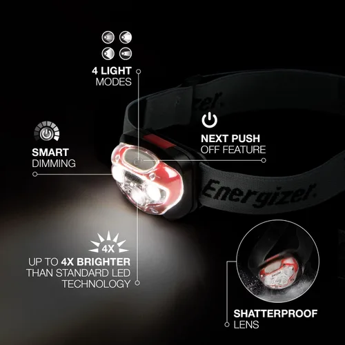 Vista 2 de Energizer Linterna frontal industrial, resistente al agua, luz LED brillante para sombrero, luz de trabajo duradera, baterías incluidas, paquete de 2