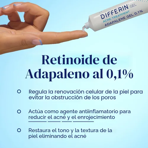 Vista 6 de Kit de cuidado de la piel para acné Differin, tratamiento de acné con retinoide Differin Gel para la cara con 0.1% de adapalene y 5% de peróxido