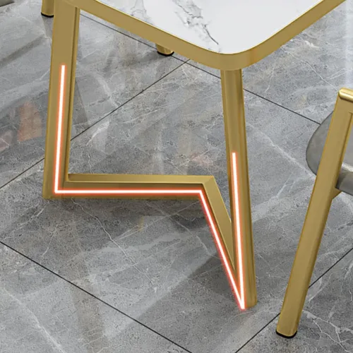 Vista 4 de LITFAD Juego de comedor con parte superior de piedra sinterizada escandinava con mesa de comedor rectangular, moderna mesa de comedor con 4 sillas