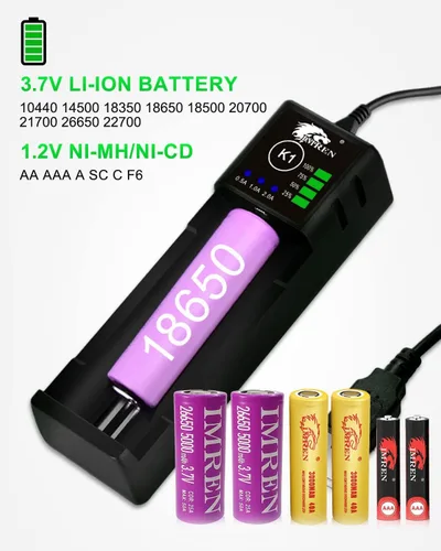 Vista 5 de IMREN Cargador de Batería 18650 de Una Sola Ranura, Cargador de Iones de Litio de 3.7V para Baterías 18650 18500 18350 20700 21700 26650