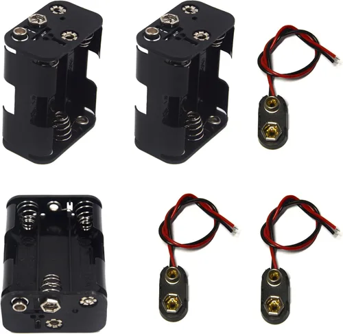 Vista 6 de 3 piezas 2 x 1.5 V (3 V) AA soporte de batería con 3 piezas 9V I tipo Snap conector carcasa de plástico dos capas caja de batería